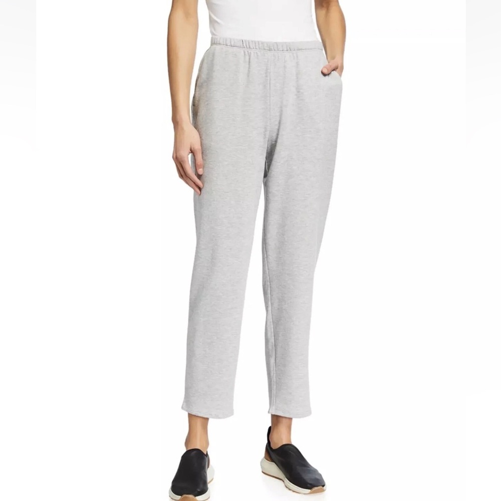 Eileen Fisher Gray Knit Ankle Lounge Pants Pull-On Straight Leg Relaxed Fit XL